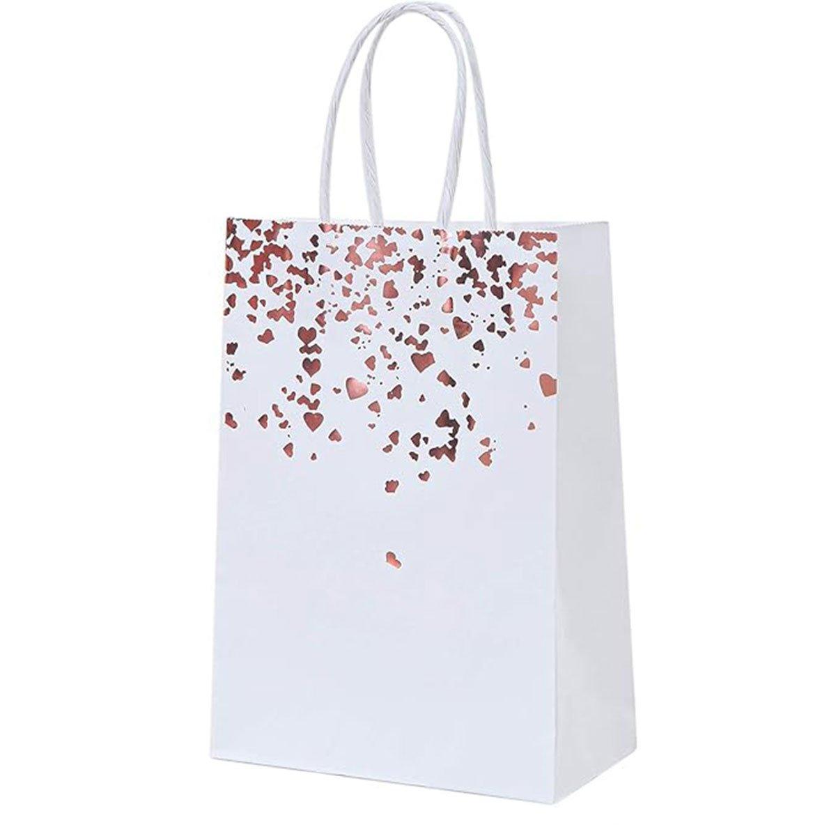 30PCS Kraft Paper Gift Bags Small Love Candy Bags Gold Foil Wedding Party Favors - White-Rainbow Foil