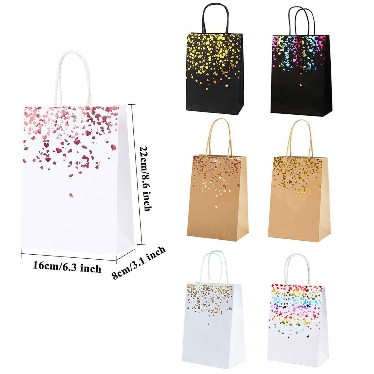 30PCS Kraft Paper Gift Bags Small Love Candy Bags Gold Foil Wedding Party Favors - White-Gold Foil