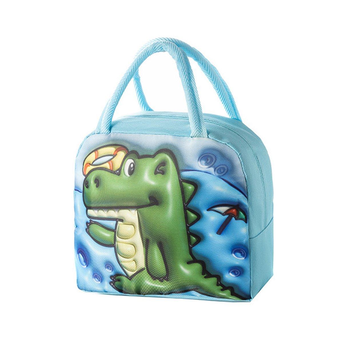 Cute 3D Cartoon Insulated Lunch Bag Oxford Fabric Bento Tote for School Use - Pink Rainbow Unicorn