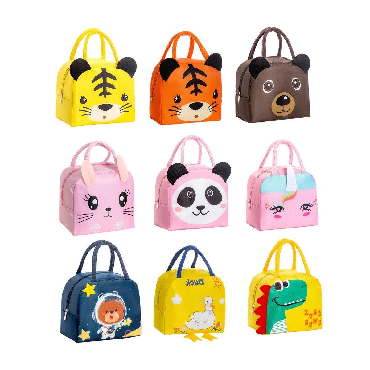3D Bento Lunch Bag Cartoon Handbag Insulated Food Box Bag for Students LunchTote - Pink Rabbit