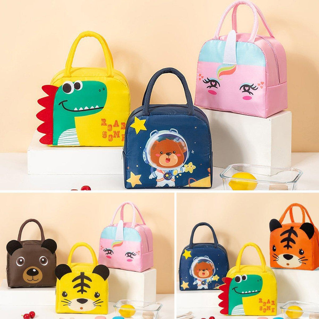3D Bento Lunch Bag Cartoon Handbag Insulated Food Box Bag for Students LunchTote - Orange Tiger
