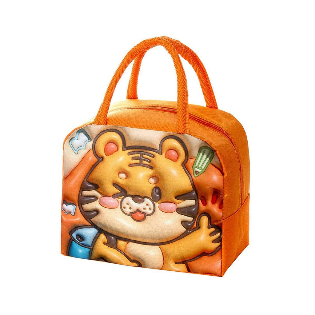 Cute 3D Cartoon Insulated Lunch Bag Oxford Fabric Bento Tote for School Use - Rose Mermaid