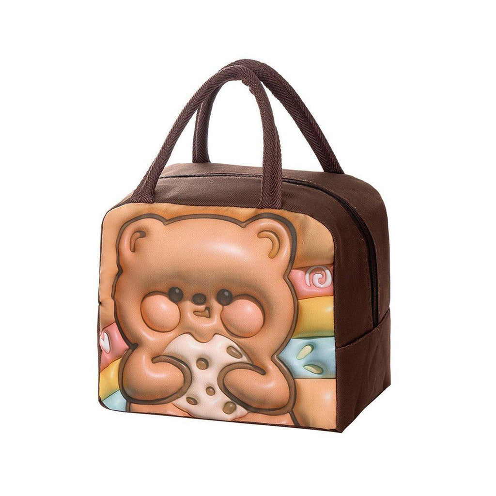 Cute 3D Cartoon Insulated Lunch Bag Oxford Fabric Bento Tote for School Use - Rose Mermaid