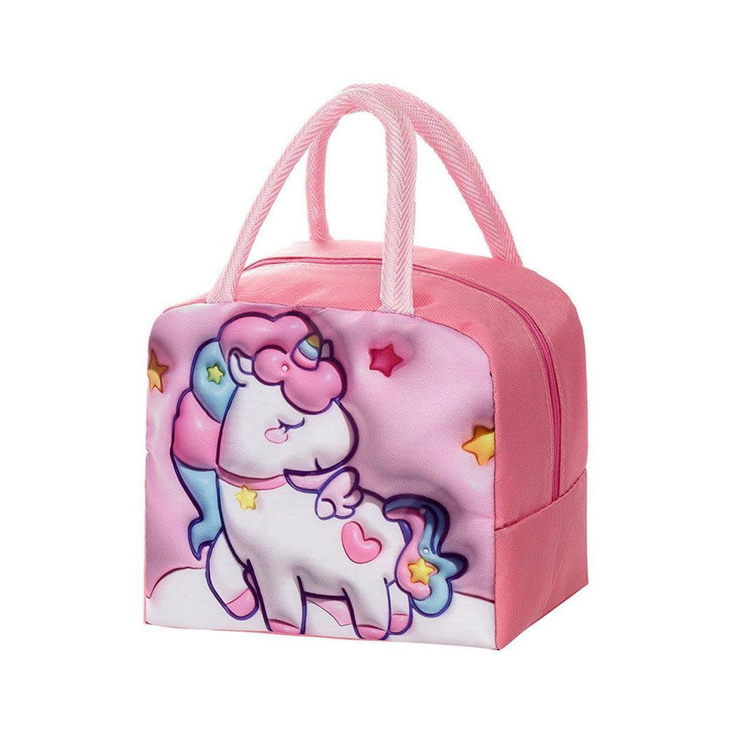 Cute 3D Cartoon Insulated Lunch Bag Oxford Fabric Bento Tote for School Use - Rose Kitten