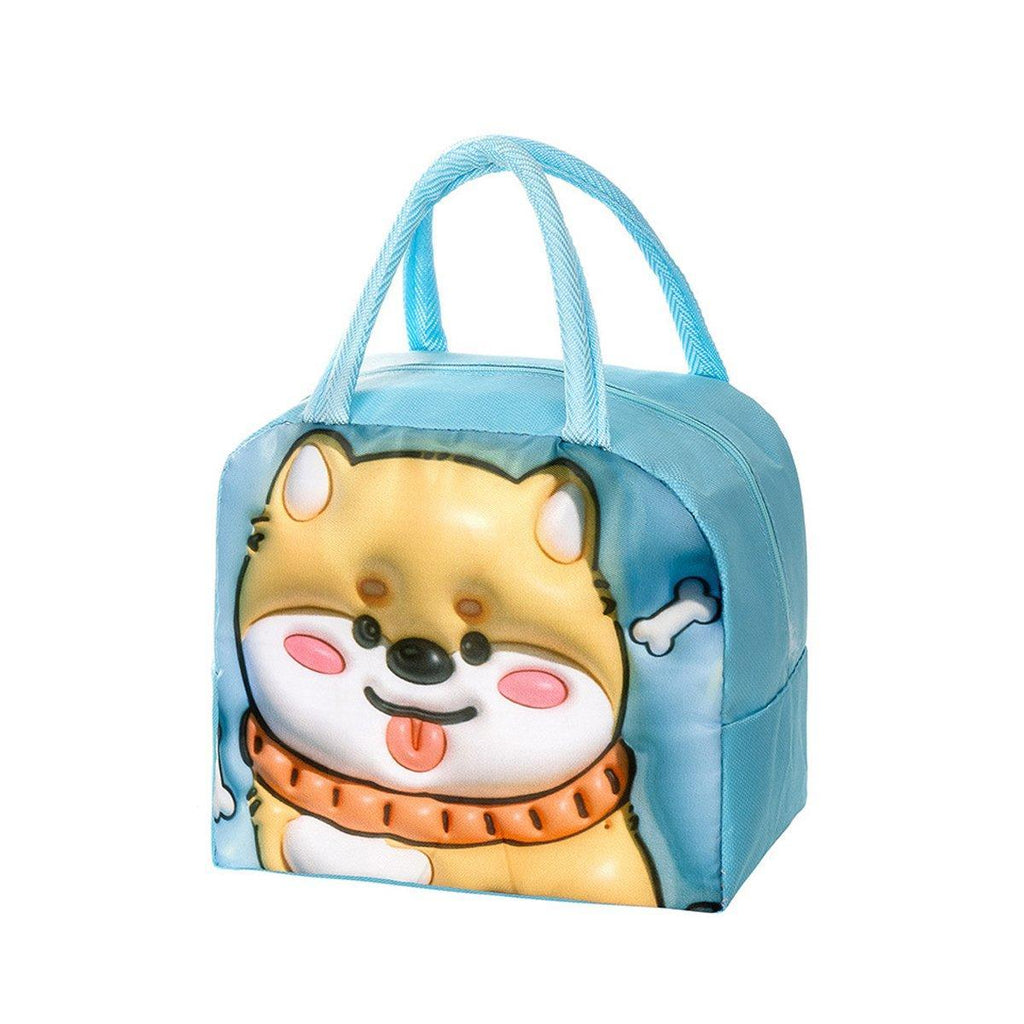 Cute 3D Cartoon Insulated Lunch Bag Oxford Fabric Bento Tote for School Use - Rose Kitten