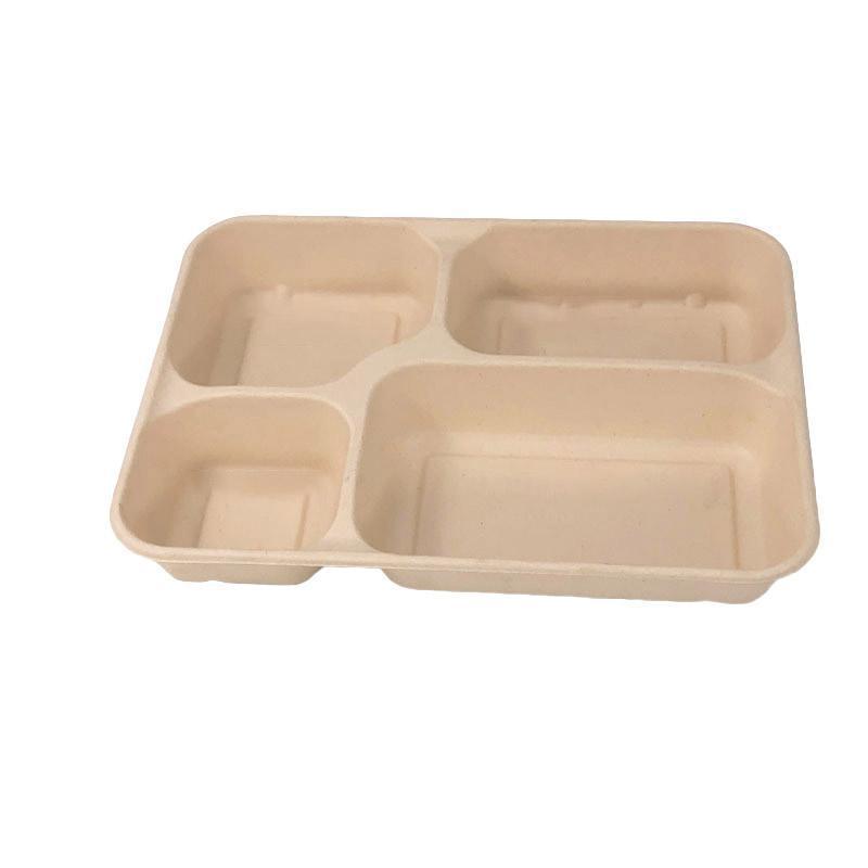 25/50pcs Biodegradable Lunch Box Microwaveable Tray with Compartment Paper Lid - 1400ML-6-50pcs