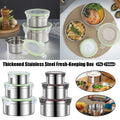 3PCS Stainless Steel Sealed Crisper Storage Box with Lid Round Food Lunch Box - White