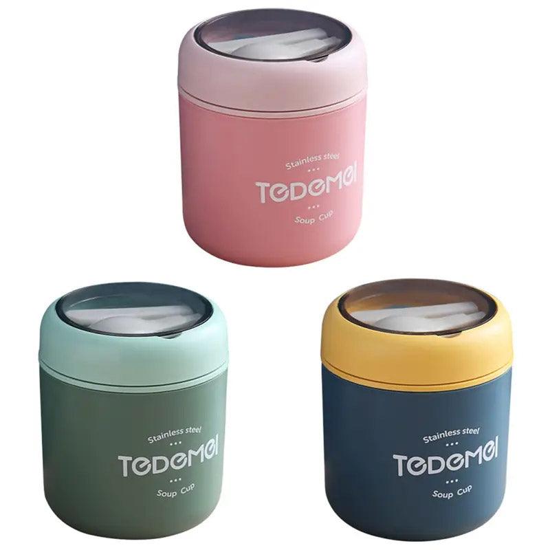 530ml Stainless Steel Insulated Lunch Box Portable Food Storage Mug Soup Meals - Blue