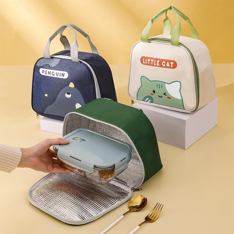 Cute Cartoon Lunch Bag Reusable Insulated School Lunch Box Cooler Tote Boy Girl - Navy