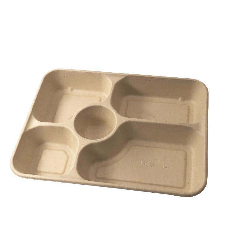 25/50pcs Biodegradable Lunch Box Microwaveable Tray with Compartment Paper Lid - 1200ml-4-25pcs
