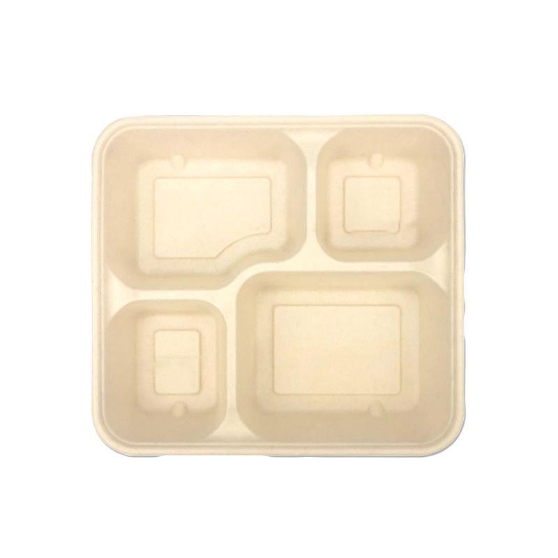 25/50pcs Biodegradable Lunch Box Microwaveable Tray with Compartment Paper Lid - 1400ml-5-25pcs