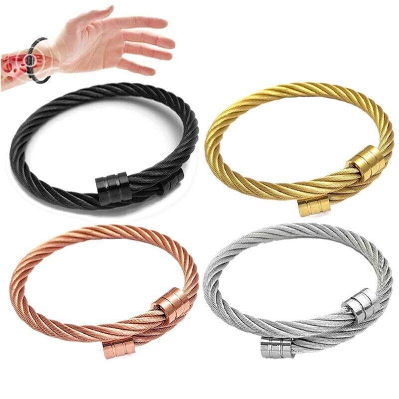 Lymph Drainage Magnetic Bracelets  Crainoc Titaniumion Osimium Bangle NEW - Silver