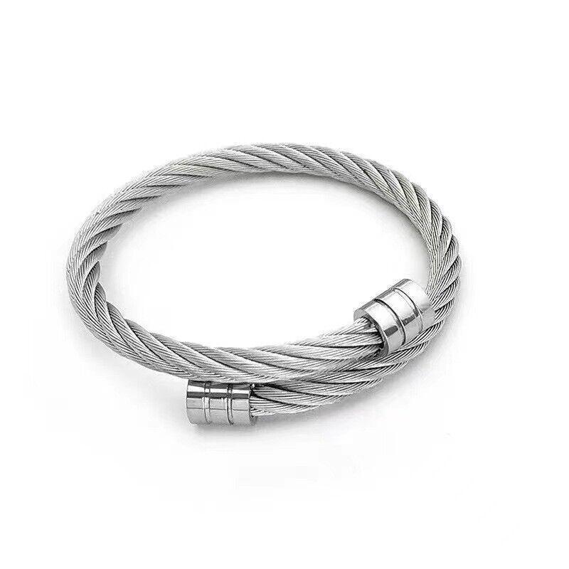 Lymph Drainage Magnetic Bracelets  Crainoc Titaniumion Osimium Bangle NEW - Silver