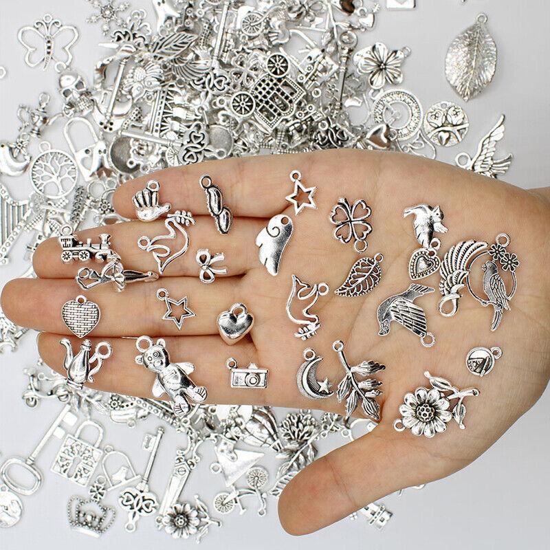 Mixed Tibetan Charms Pendants 50g Silver Bronze for Jewellery DIY Craft Making - Silver