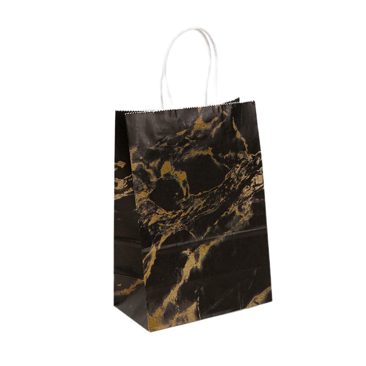 25PCS Marble Series Shopping Paper Bag Luxury Handbag Party Favor Gift Bags Set - Black Gold-S