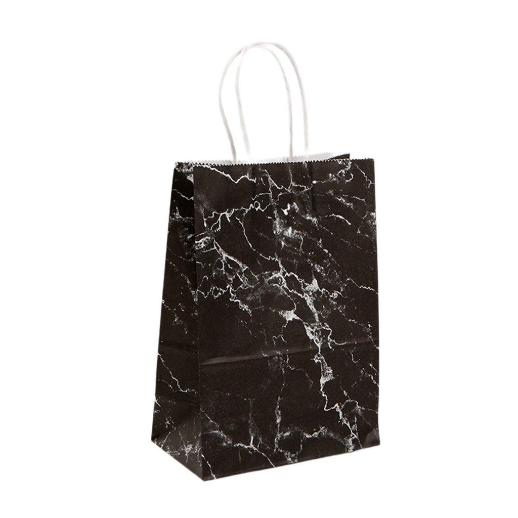 25PCS Marble Series Shopping Paper Bag Luxury Handbag Party Favor Gift Bags Set - Black Gold-M