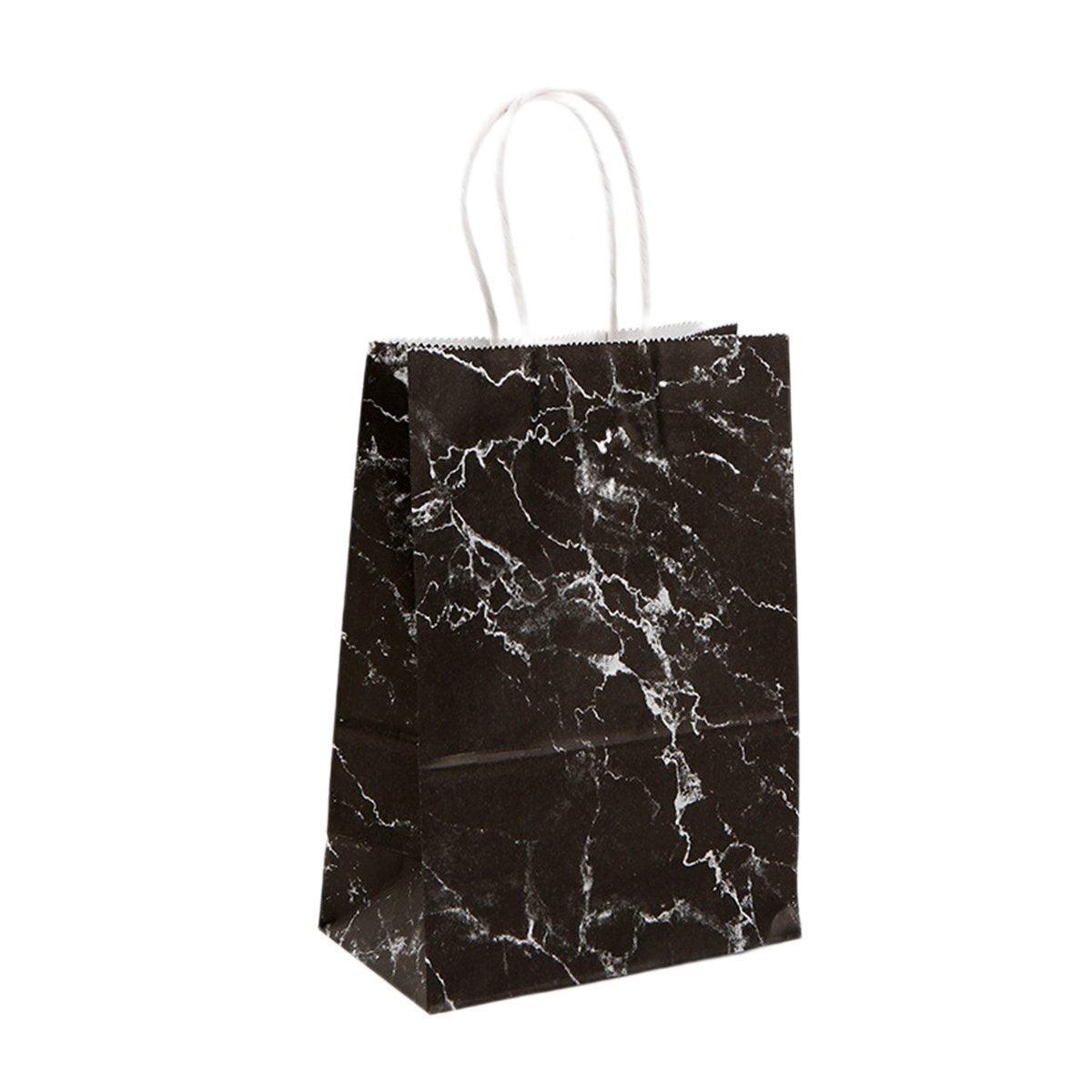 25PCS Marble Series Shopping Paper Bag Luxury Handbag Party Favor Gift Bags Set - Black Gold-M
