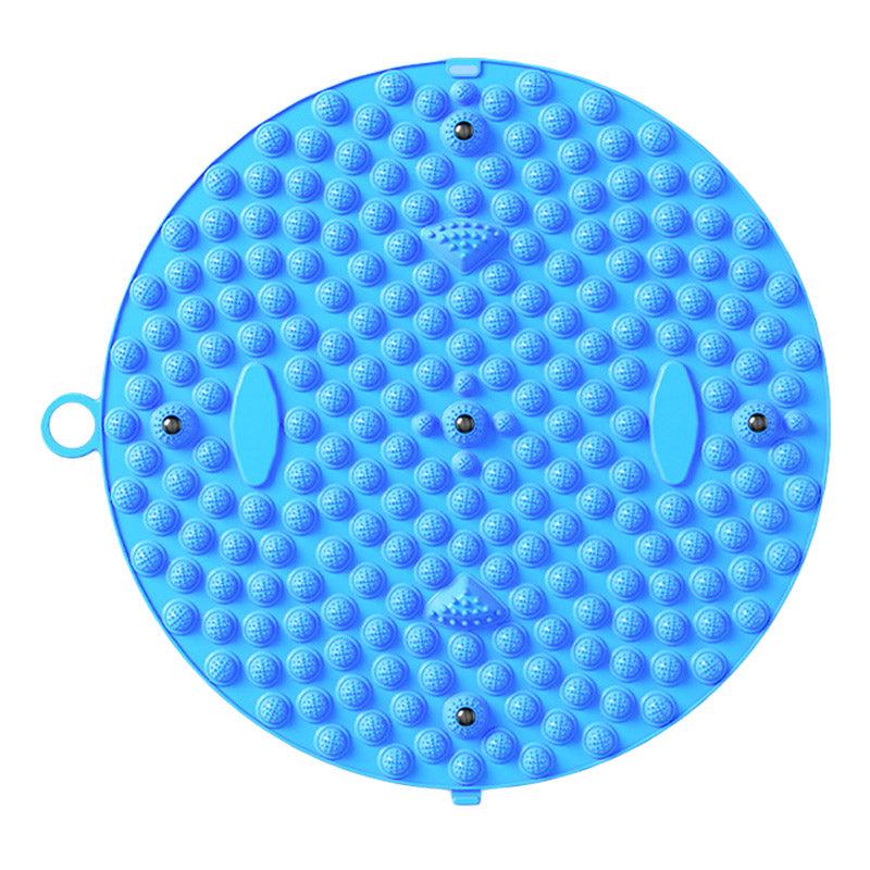 37/55cm Soft Silicone Circular Foot Mat with Textured Surface - Blue-37cm