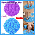 37/55cm Soft Silicone Circular Foot Mat with Textured Surface - Blue-55cm