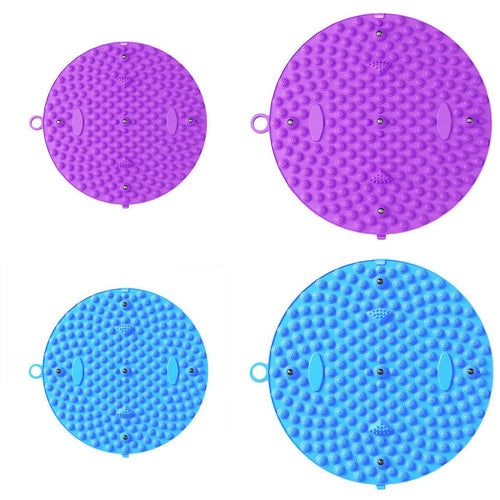 37/55cm Soft Silicone Circular Foot Mat with Textured Surface - Blue-55cm