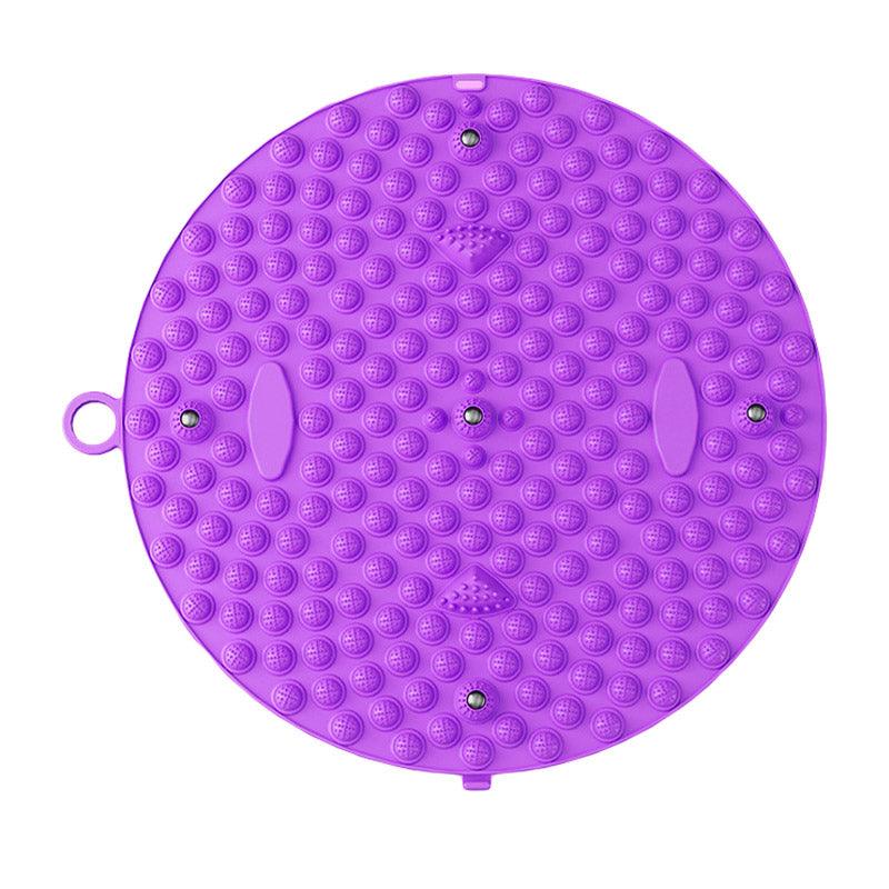 37/55cm Soft Silicone Circular Foot Mat with Textured Surface - Purple-55cm
