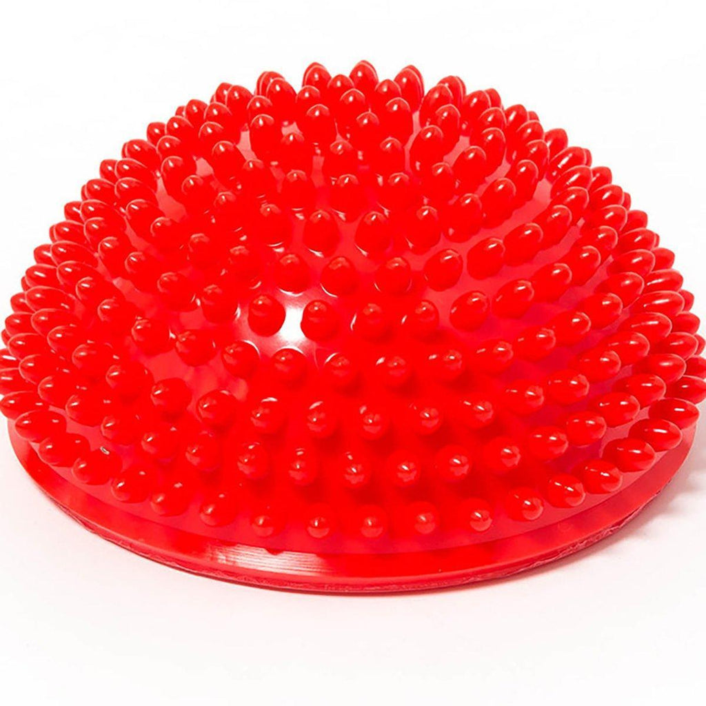 Spiky Massage Ball PVC Half Round Yoga Exercise Foot Hand Cushion - Red