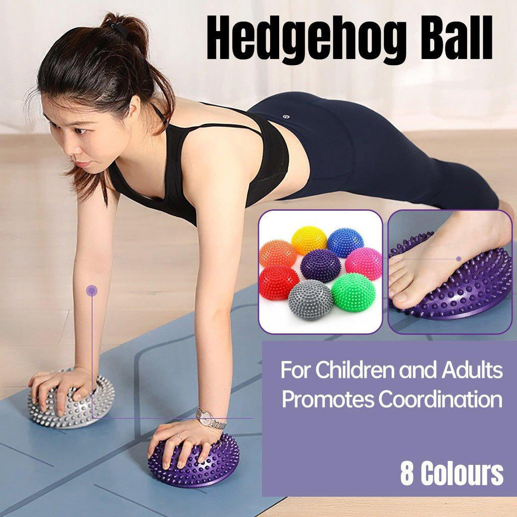 Spiky Massage Ball PVC Half Round Yoga Exercise Foot Hand Cushion - Grey