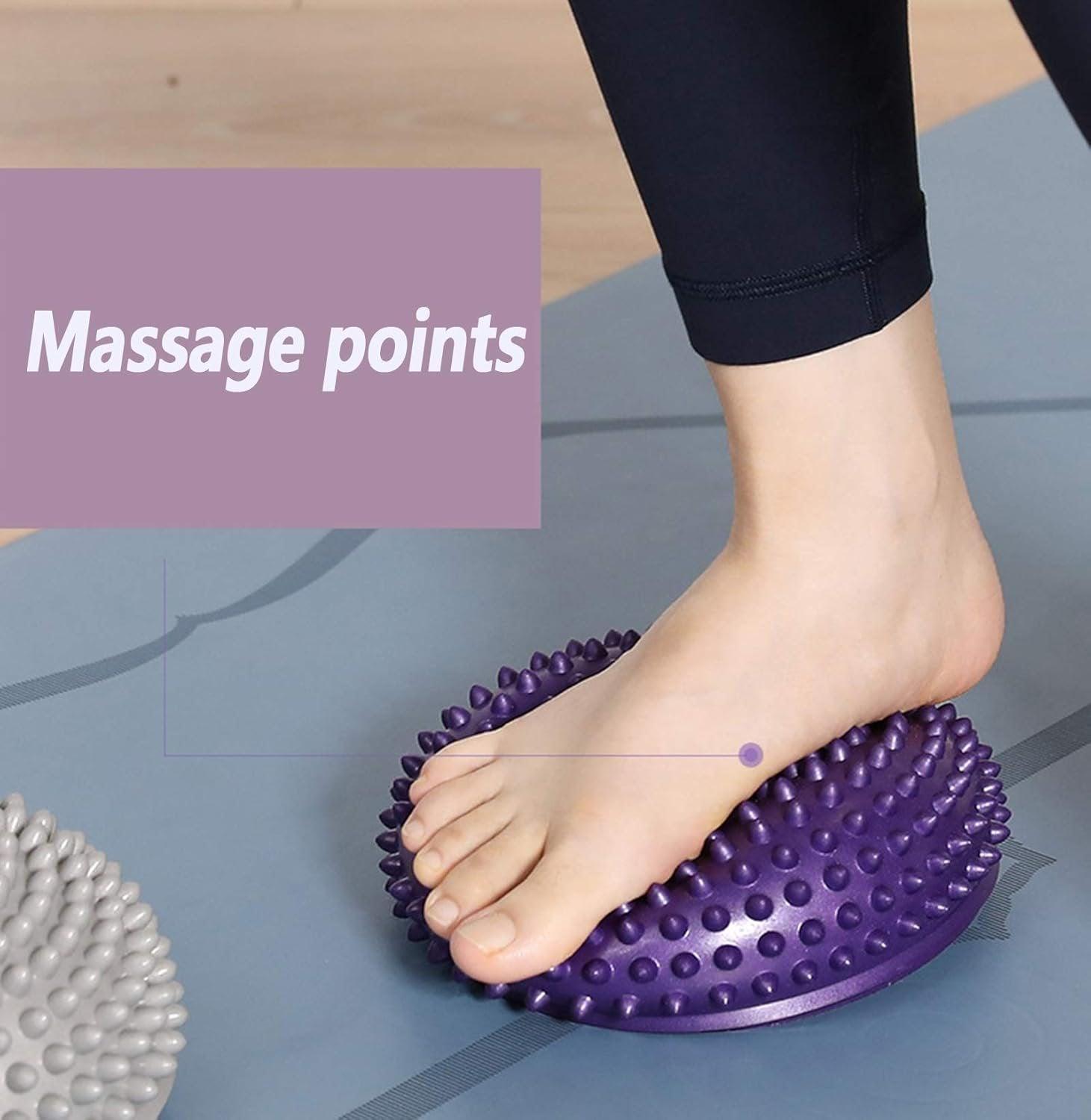 Spiky Massage Ball PVC Half Round Yoga Exercise Foot Hand Cushion - Grey