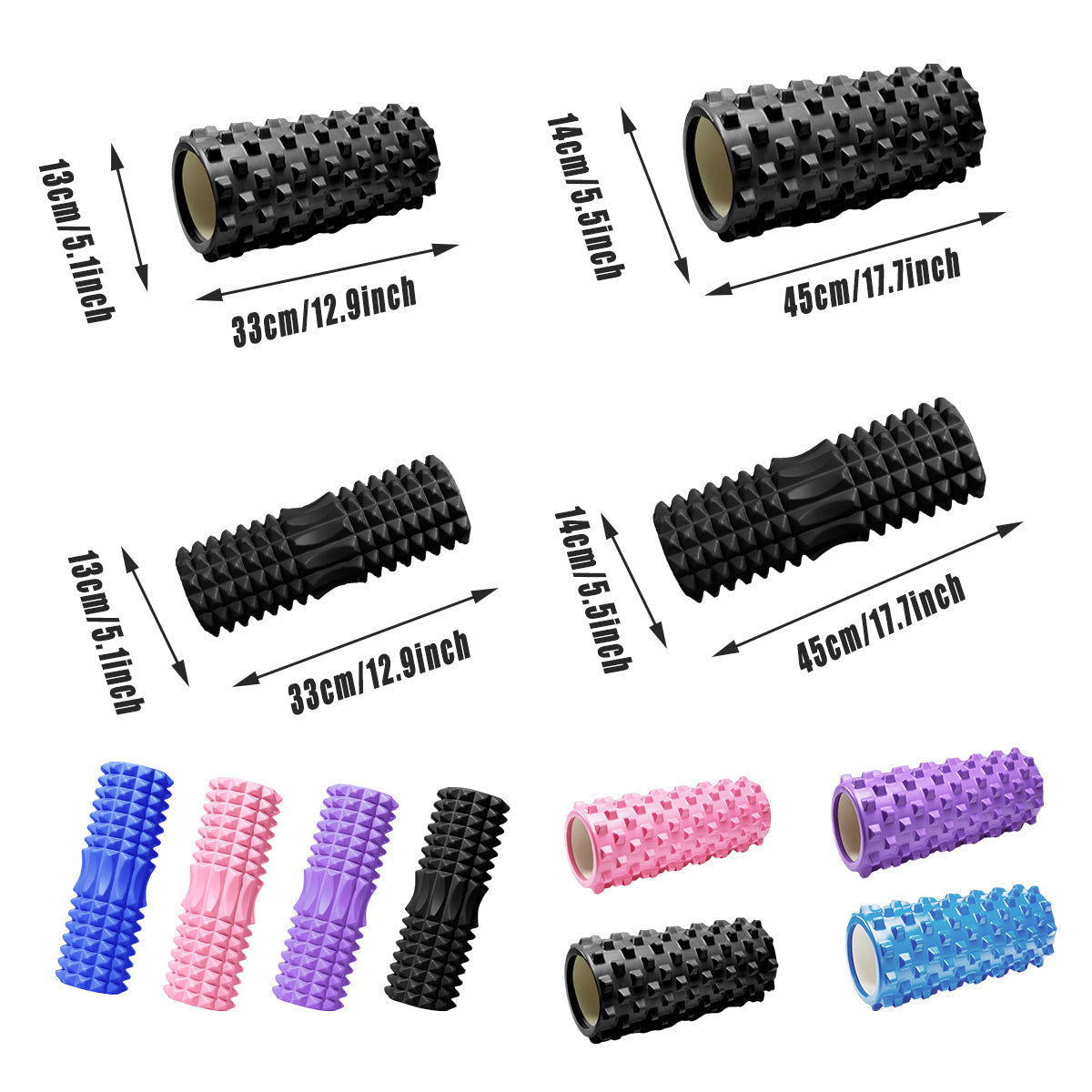 High Density EVA Foam Roller Yoga Massage Stick for Fitness - Crescent Style Purple-33cm