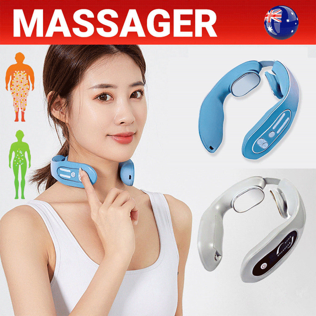 Portable Neck and Shoulder Massager with Heat and Pulse Function - Ordinary Gray