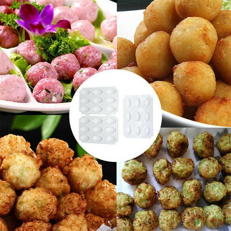 Meatball Maker Manual Meatloaf Mold Kibbeh Maker Press Minced Processor Tool - 9 Holes White