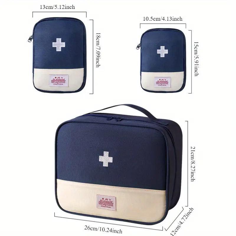 Set of 3 Portable Travel Medical Bags Organiser for Home Emergency Storage Use - Navy