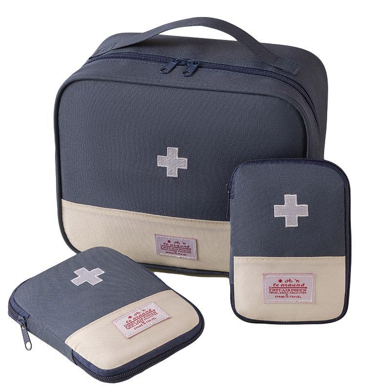 Set of 3 Portable Travel Medical Bags Organiser for Home Emergency Storage Use - Navy