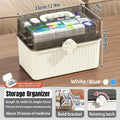 Large Capacity Medicine Cabinet Multi Layer Storage Box for Household First Aid - White