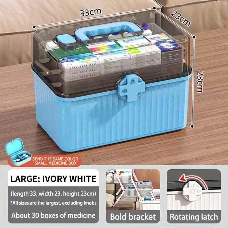 Large Capacity Medicine Cabinet Multi Layer Storage Box for Household First Aid - White