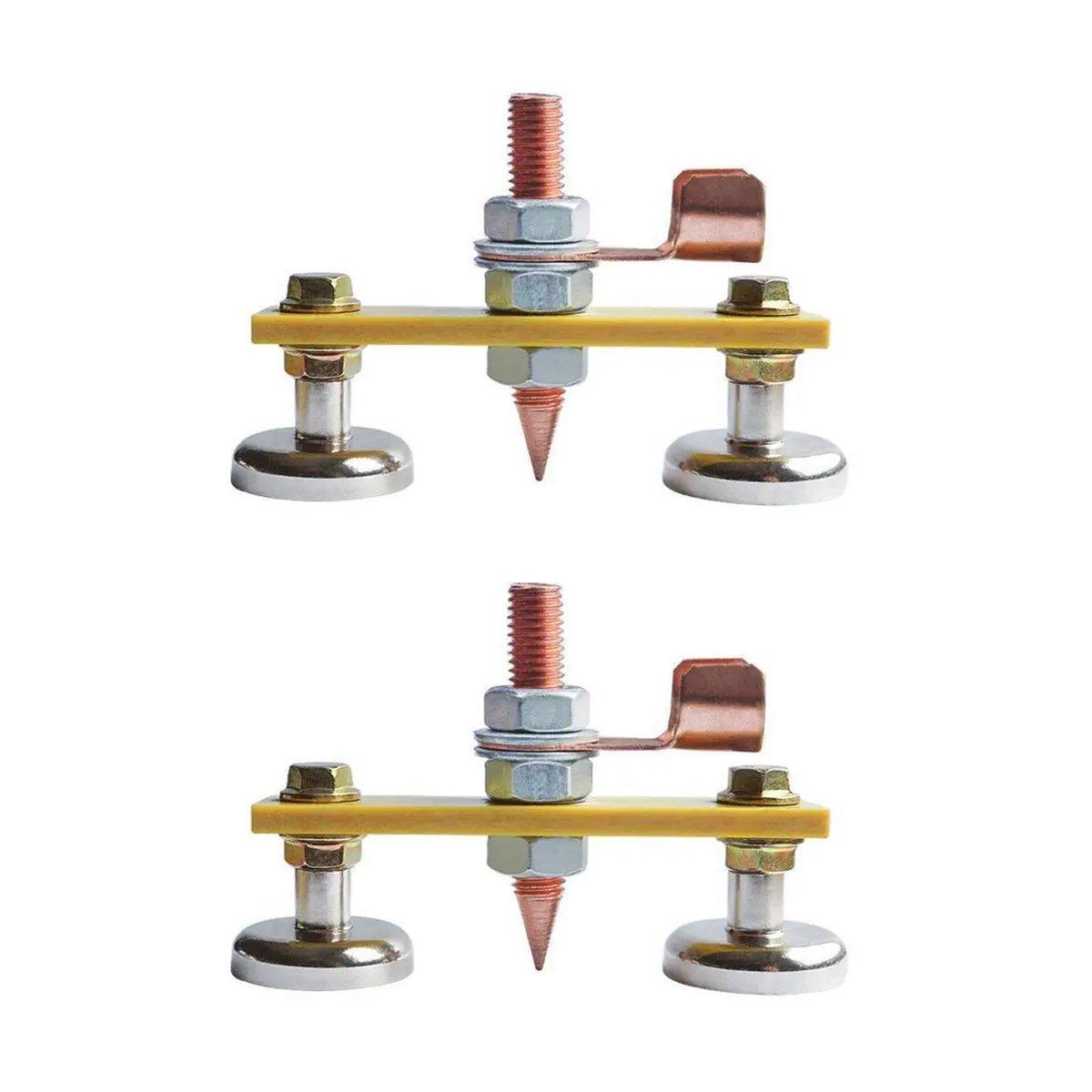 2pcs Magnetic Welding Ground Clamps Heavy Duty Metal Holder Magnet Support Tool - Double