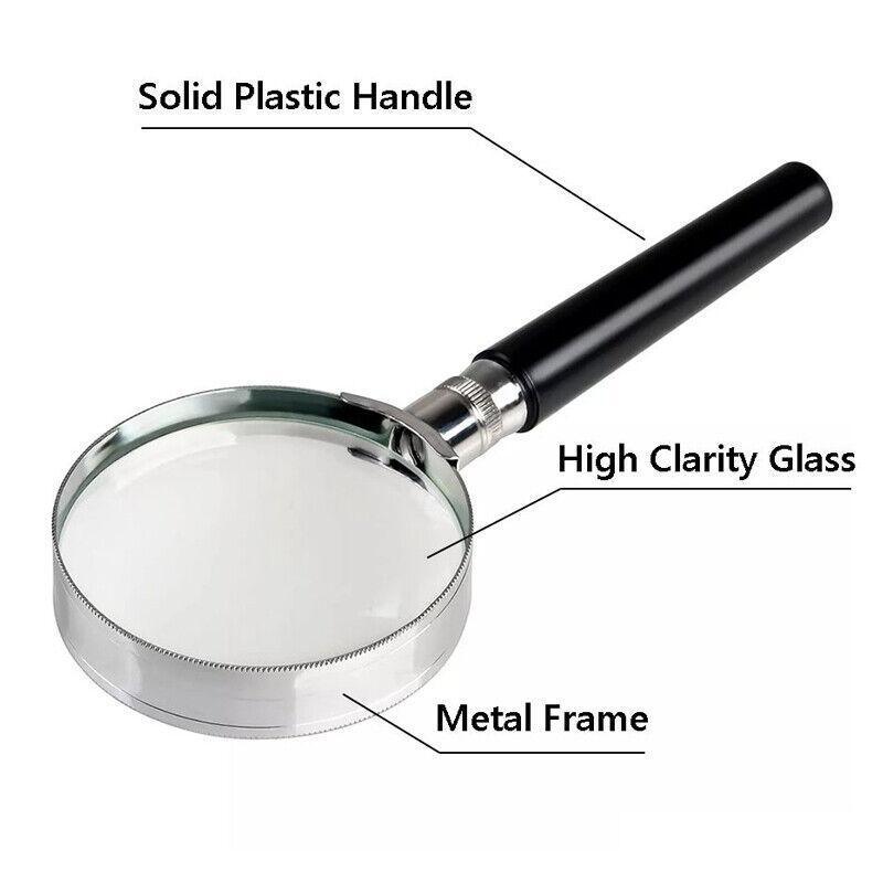 Magnifying Glass 10X Handheld Metal Frame 50mm Loupe