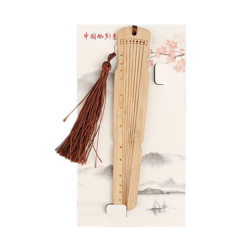 Chinese Style Bass Book Folder Book Clip Bamboo Bookmark Guitar Bookmark Lable - Guzheng