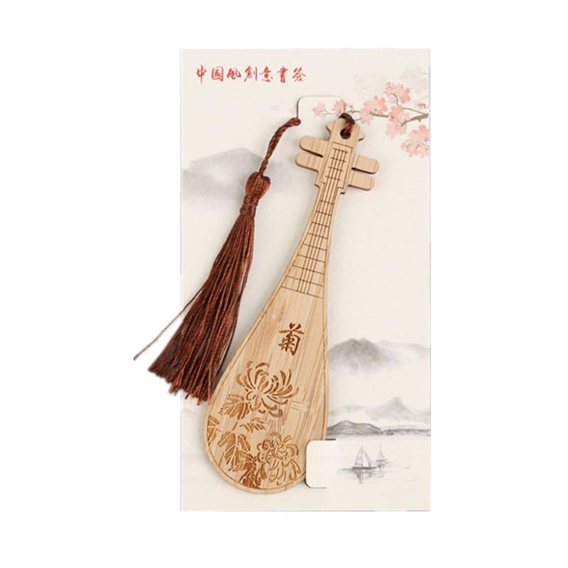 Chinese Style Bass Book Folder Book Clip Bamboo Bookmark Guitar Bookmark Lable - Guzheng