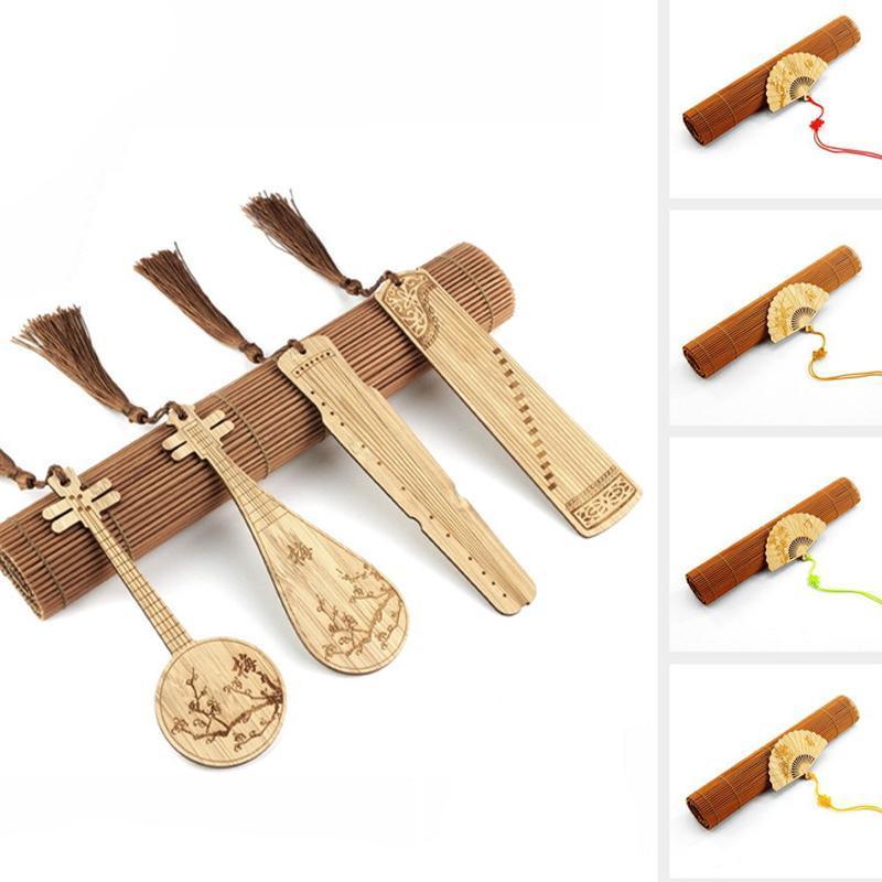 Chinese Style Bass Book Folder Book Clip Bamboo Bookmark Guitar Bookmark Lable - Pipa - Chrysanthemum