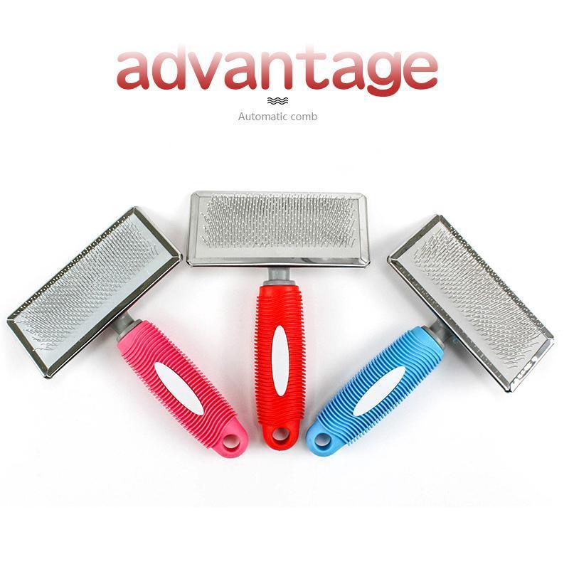 L Size Hair Shedding Grooming Trimmer Comb Brush Slicker Undercoat Rake Pet Dog Cat - Red