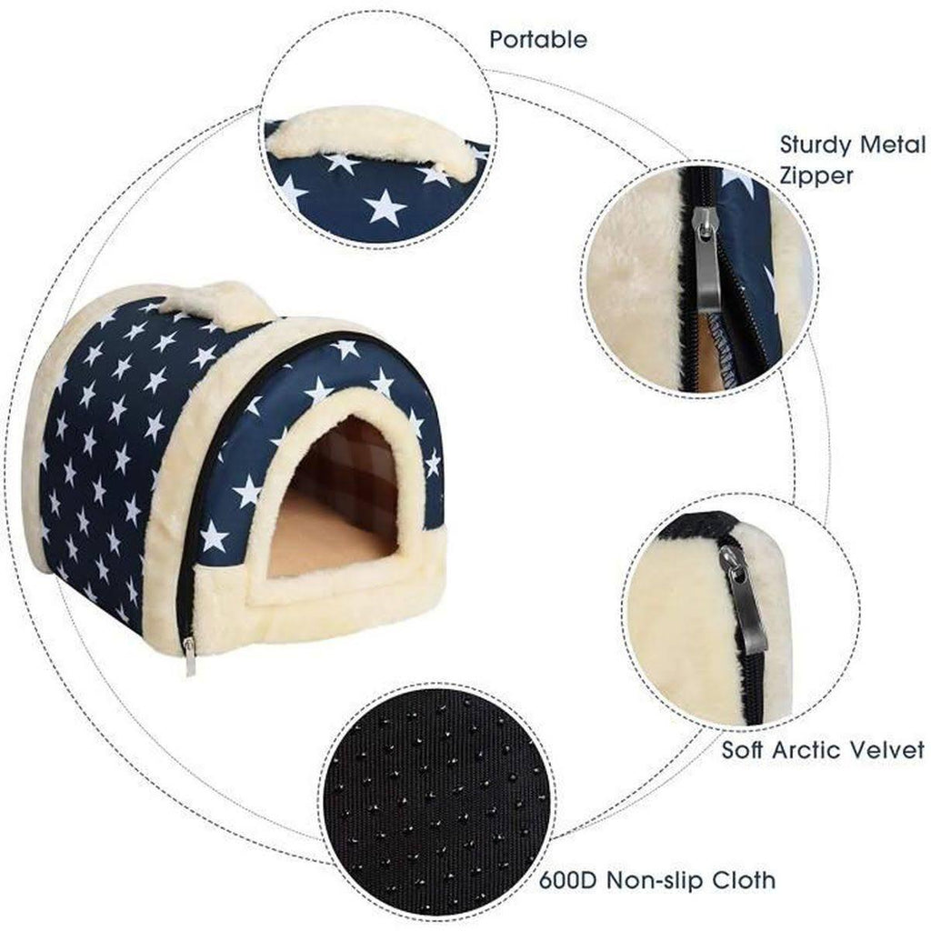S Size Pet House Kennel Soft Igloo Beds Cave Cat Puppy Bed Warm Cushion Fold - Brown