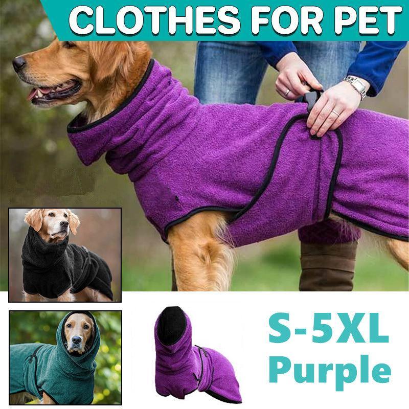 Dog Puppy HoodiesJacket Solid Coat Pet Winter Soft Warm Clothes S-5XL Purple - M