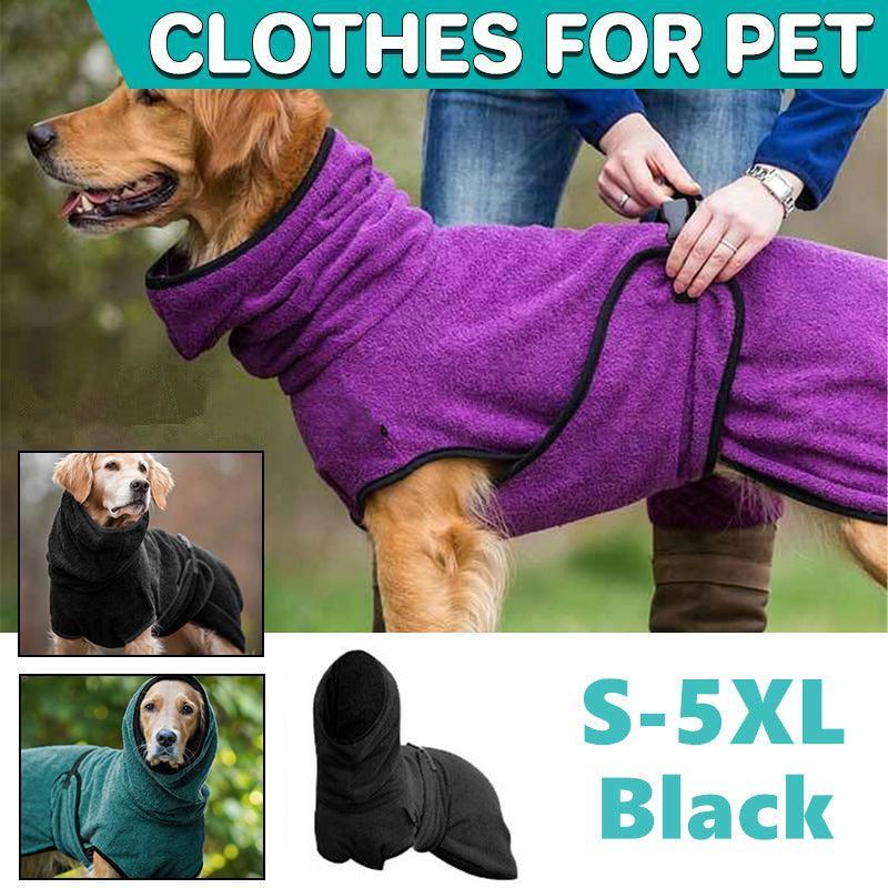 Dog Puppy Hoodies Jacket Solid Coat Pet Winter Soft Warm Clothes S-5XL Black - 4XL
