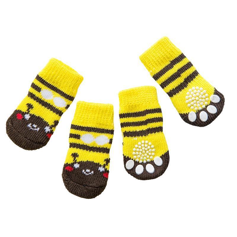 Non Slip Pet Socks for Dogs and Cats Knitted Paw Protector with Grips L Size - Red Heart