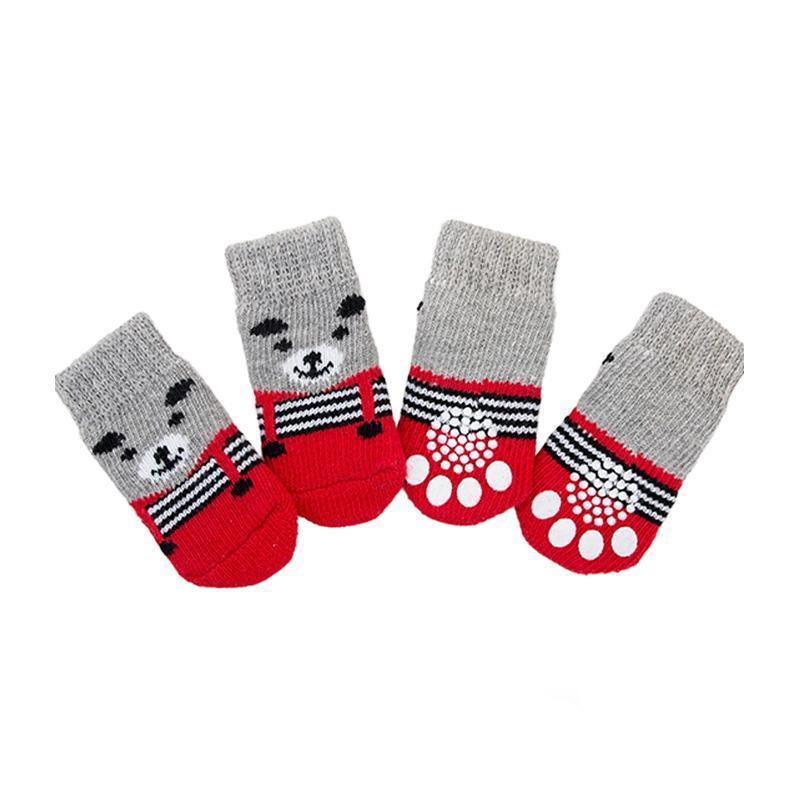 Dog Socks Non-Slip Grip Slip Anti-Slip - Puppy Cat Pet Shoes Slippers S Size - Red Mickey