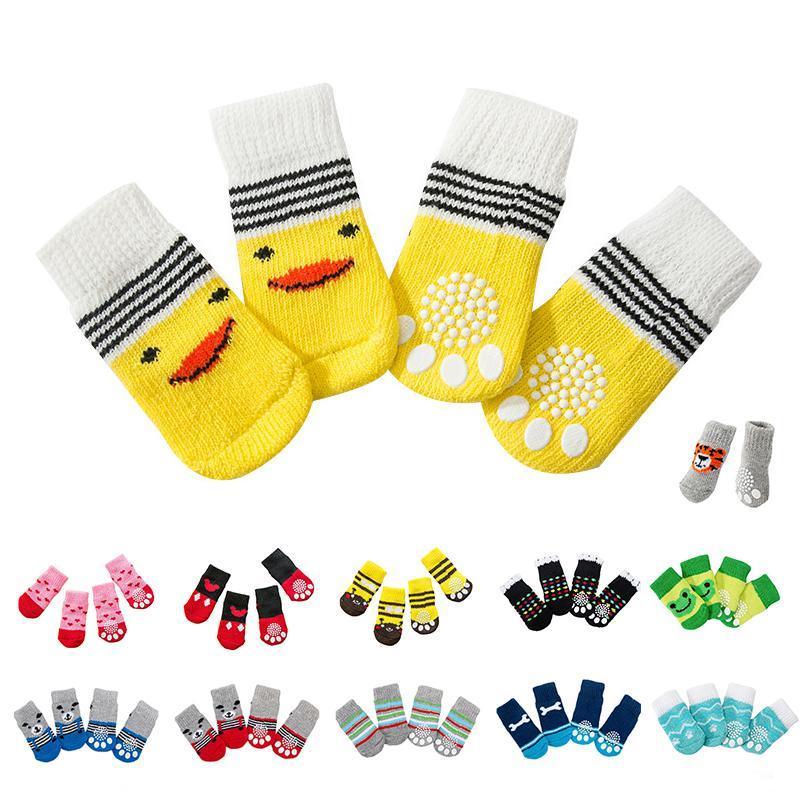 Dog Socks Non-Slip Grip Slip Anti-Slip - Puppy Cat Pet Shoes Slippers M Size - Red Mickey
