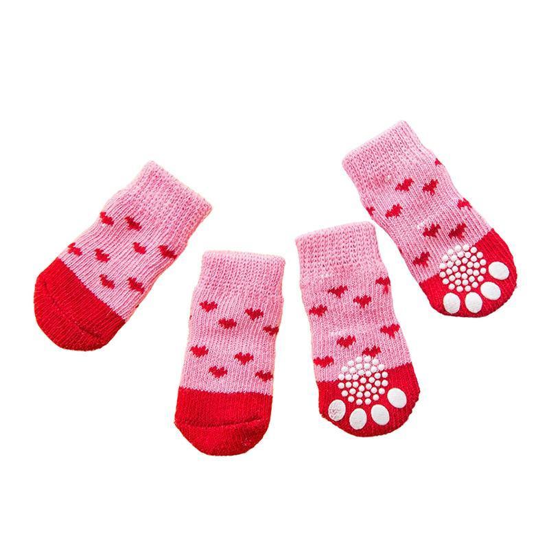 Dog Socks Non-Slip Grip Slip Anti-Slip - Puppy Cat Pet Shoes Slippers M Size - Red Mickey
