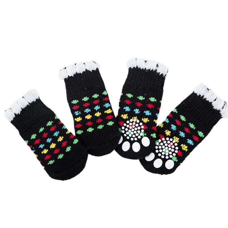 Non Slip Pet Socks for Dogs and Cats Knitted Paw Protector with Grips L Size - Yellow Kumamoto