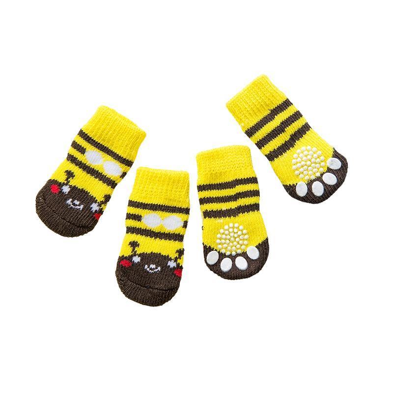 Dog Socks Non-Slip Grip Slip Anti-Slip - Puppy Cat Pet Shoes Slippers S Size - Black colour dots